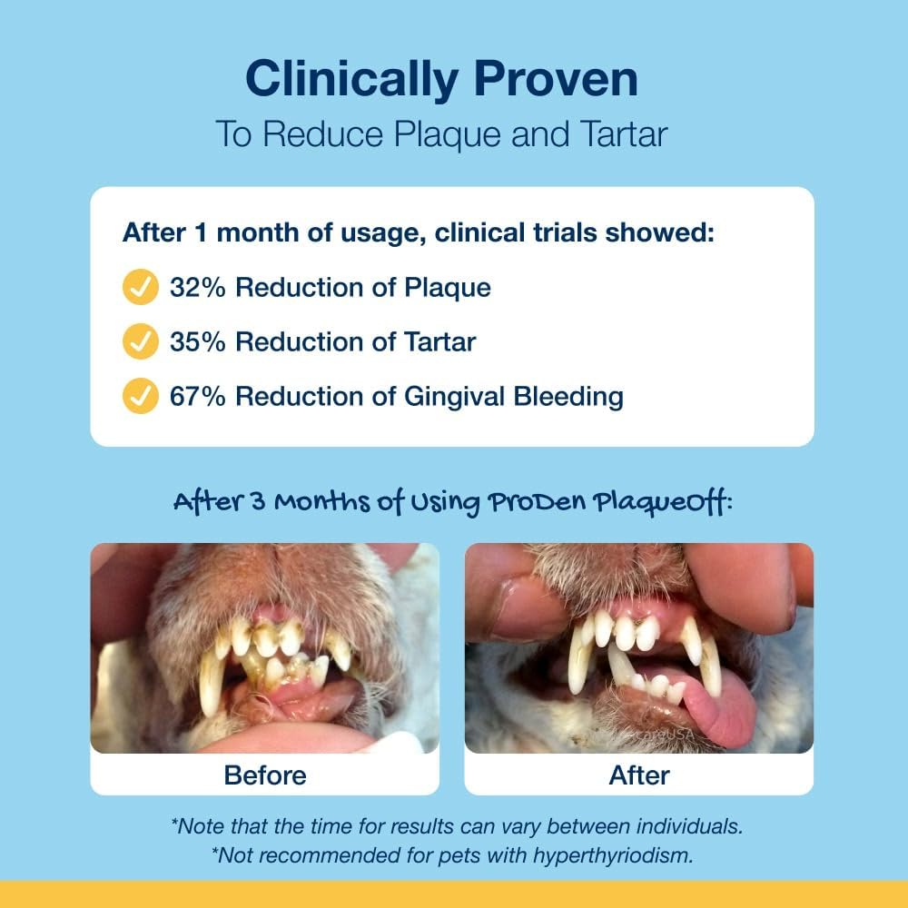 ProDen PlaqueOff Powder for Dogs & Cats, Tartar & Bad Breath Remover with 100% Natural Teeth Cleaner and Plaque Remover 420 g
