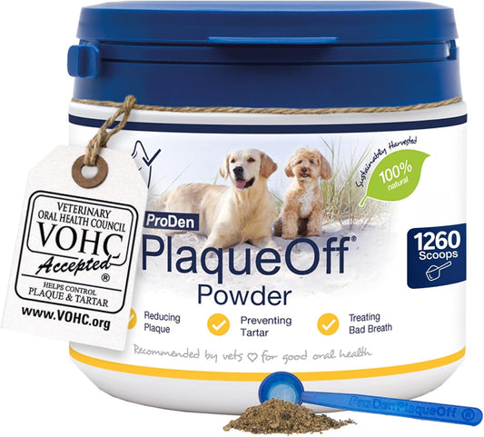 ProDen PlaqueOff Powder for Dogs & Cats, Tartar & Bad Breath Remover with 100% Natural Teeth Cleaner and Plaque Remover 420 g