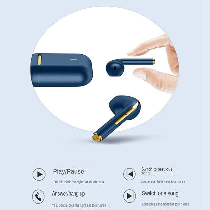 J18 5.3 Earbuds Bluetooth Earphone, Dul-Channel with USB-C Charging Case HiFi Stereo, Sound in-Ear Earphones,
