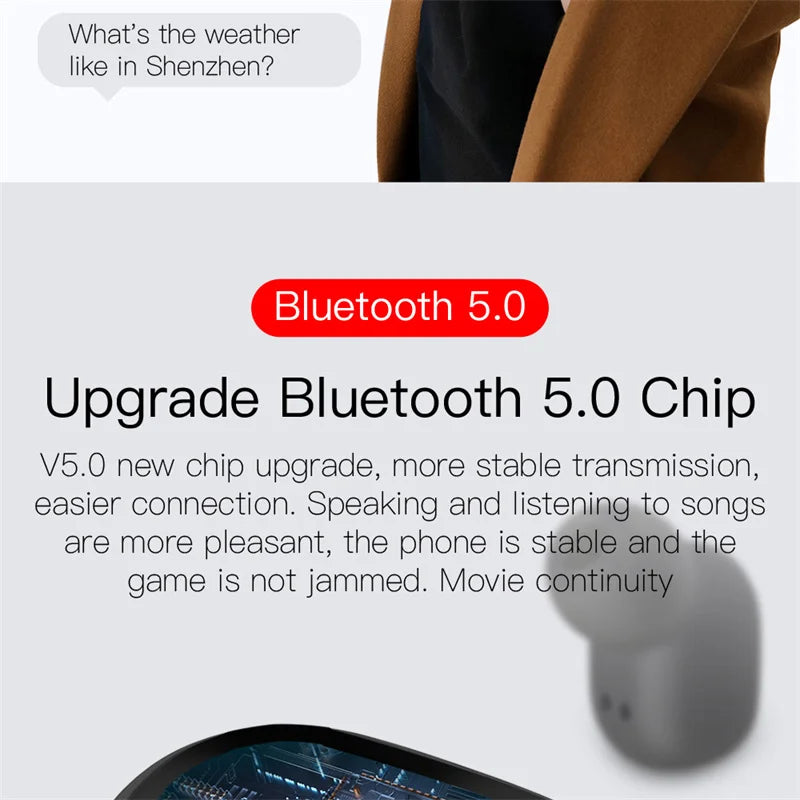 E6S Digital Display Wireless Earphones Noise Canceling Waterproof Earbuds in-Ear Stereo Sport Headphone with Charging Case Box