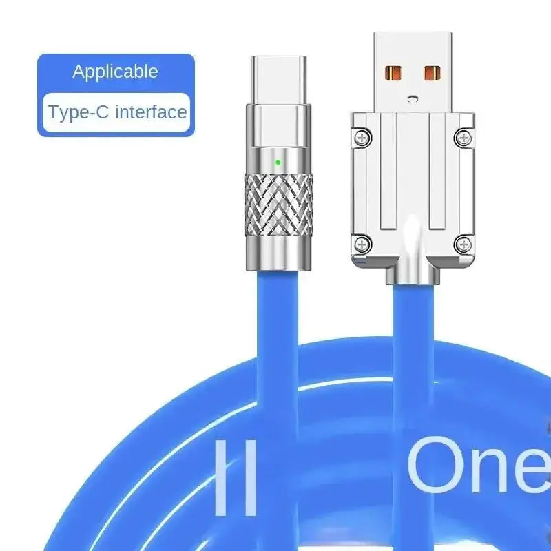 120W 6A Super Fast Android Charger Zinc Alloy Liquid Silicone Type C Charge Cable Universal Fast Charging Cable For Xiaomi OPPO