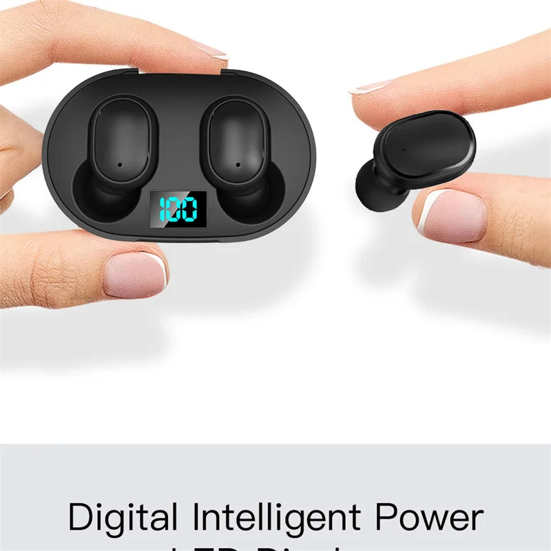 E6S Digital Display Wireless Earphones Noise Canceling Waterproof Earbuds in-Ear Stereo Sport Headphone with Charging Case Box