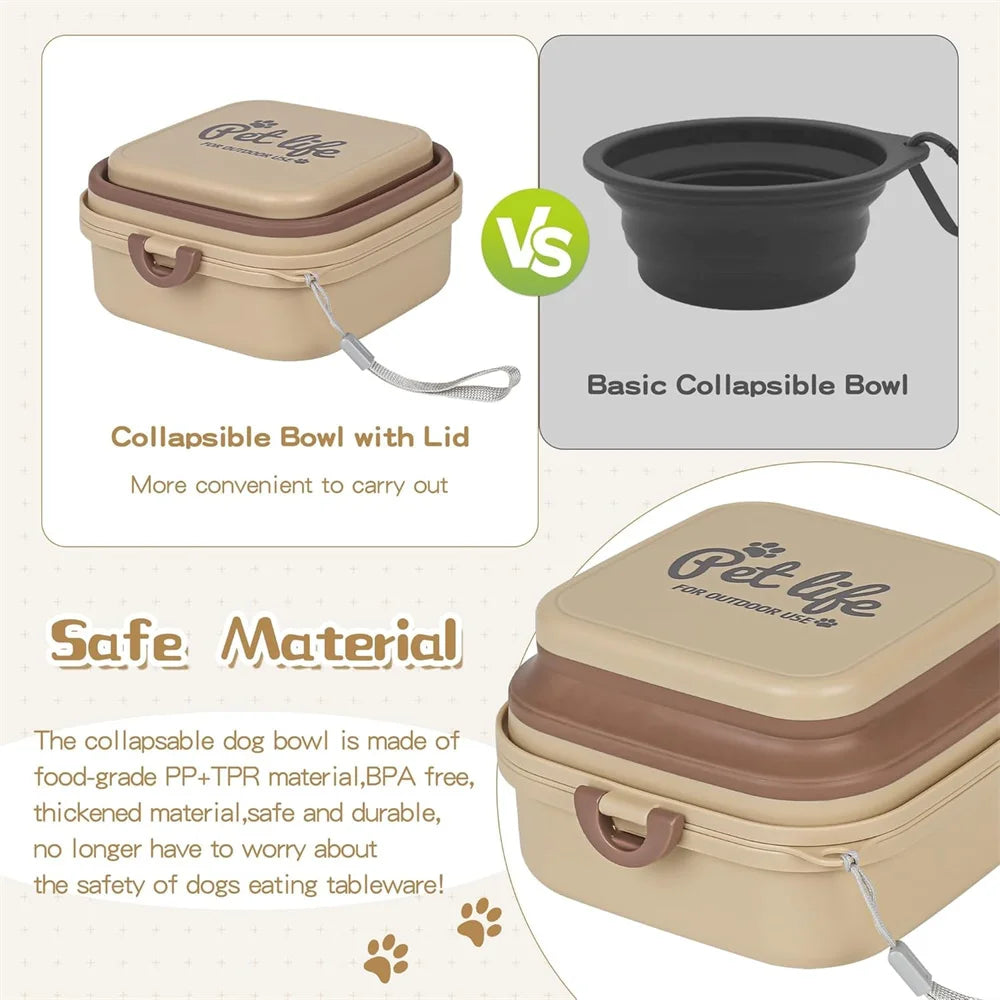 Pet supplies - Portable dog double bowl set - Pet feeding bowl - Foldable pet bowl - Outdoor use - Pet outdoor travel supplies