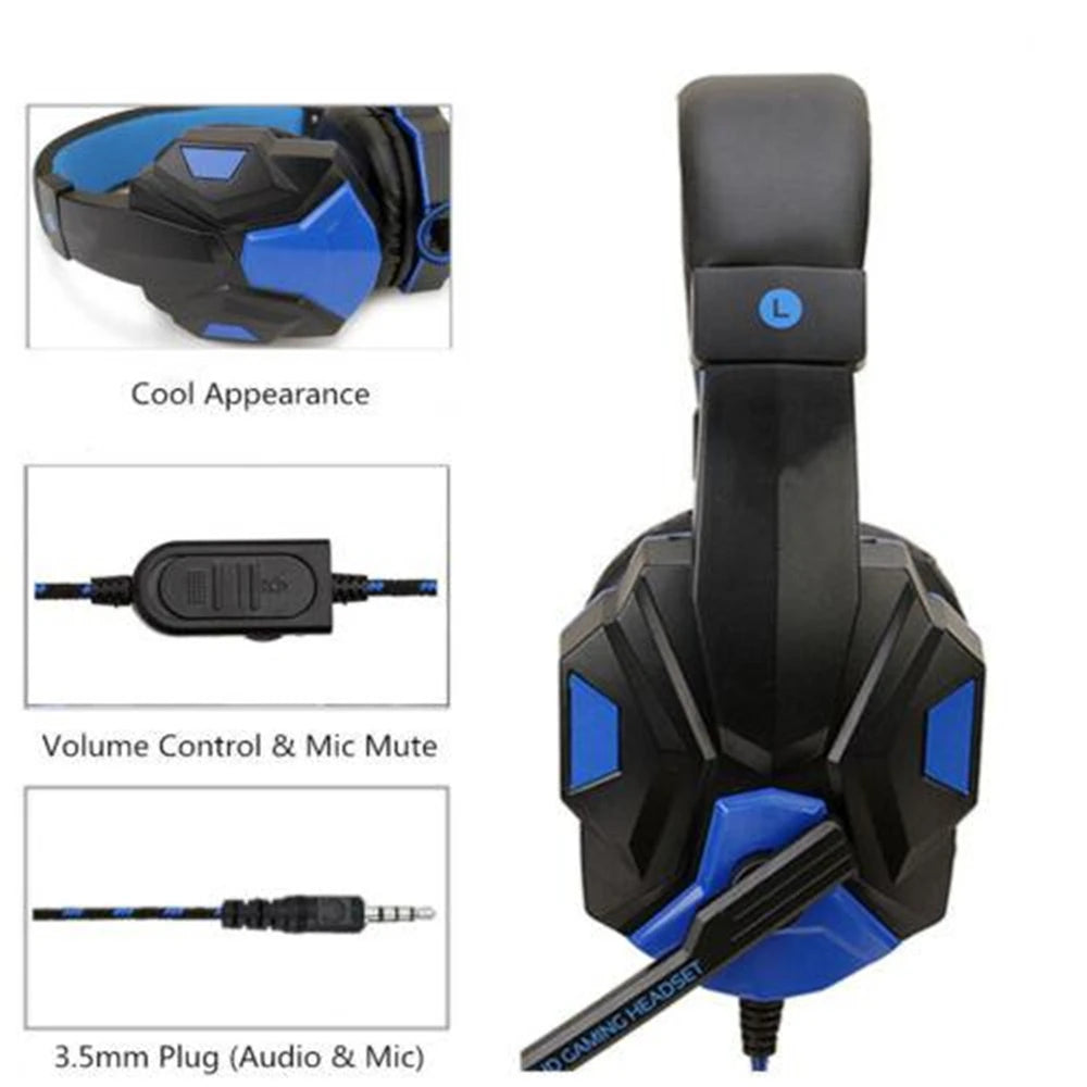 Headphone 3.5mm Wired Gaming Headset Earphones Music For Computer With Mic Headset Stereo Svirtual Surround Bass LED Light Gamer