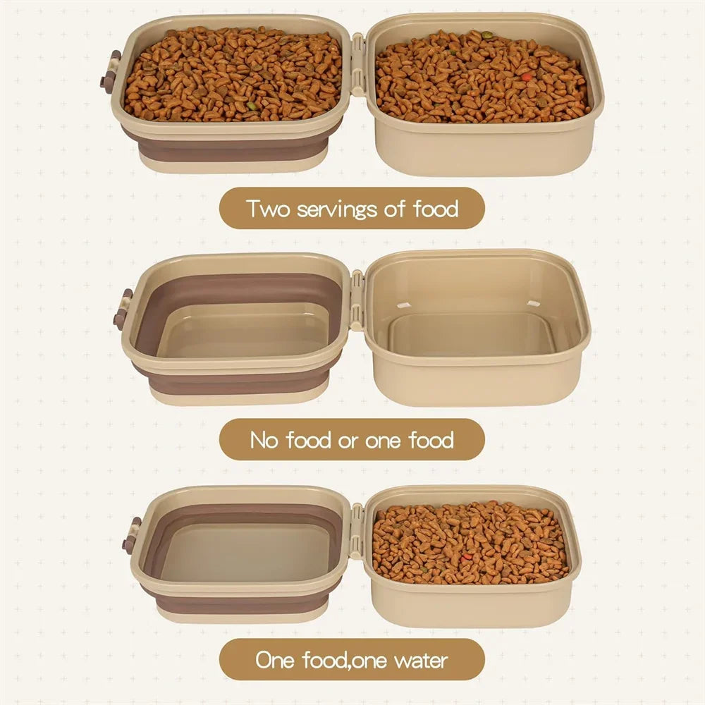 Pet supplies - Portable dog double bowl set - Pet feeding bowl - Foldable pet bowl - Outdoor use - Pet outdoor travel supplies
