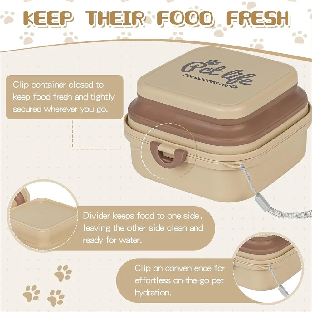 Pet supplies - Portable dog double bowl set - Pet feeding bowl - Foldable pet bowl - Outdoor use - Pet outdoor travel supplies