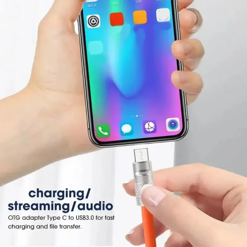 120W 6A Super Fast Android Charger Zinc Alloy Liquid Silicone Type C Charge Cable Universal Fast Charging Cable For Xiaomi OPPO