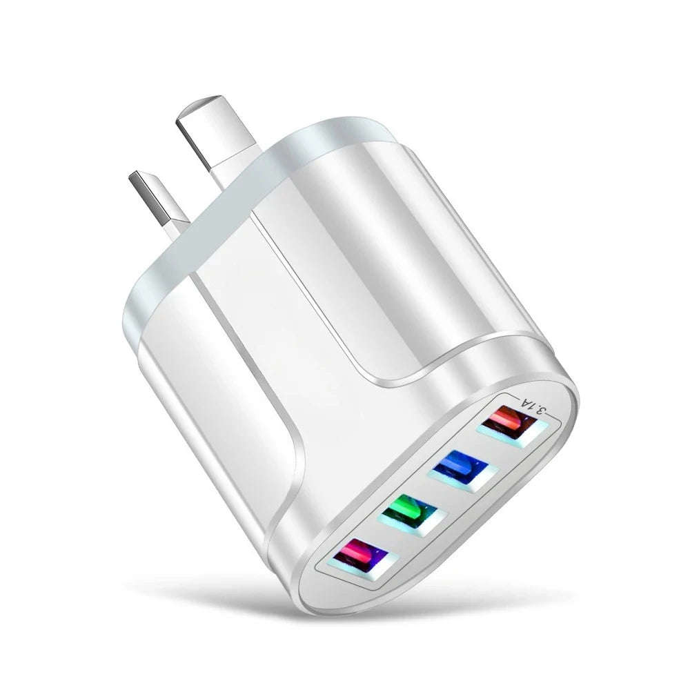 USB Fast Charger AU Plug Quick Charger Mobile 3.1A Multiple 4 Ports USB Travel Adapter Wall Charger
