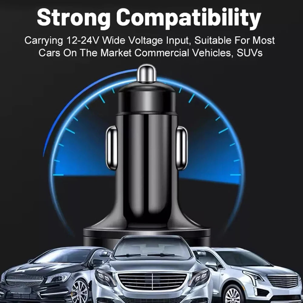 100W Super Fast 4-Port Car Charger for Mobile Phone High-Speed Vehicle Charging Station with Multiple Devices Charging Capacity