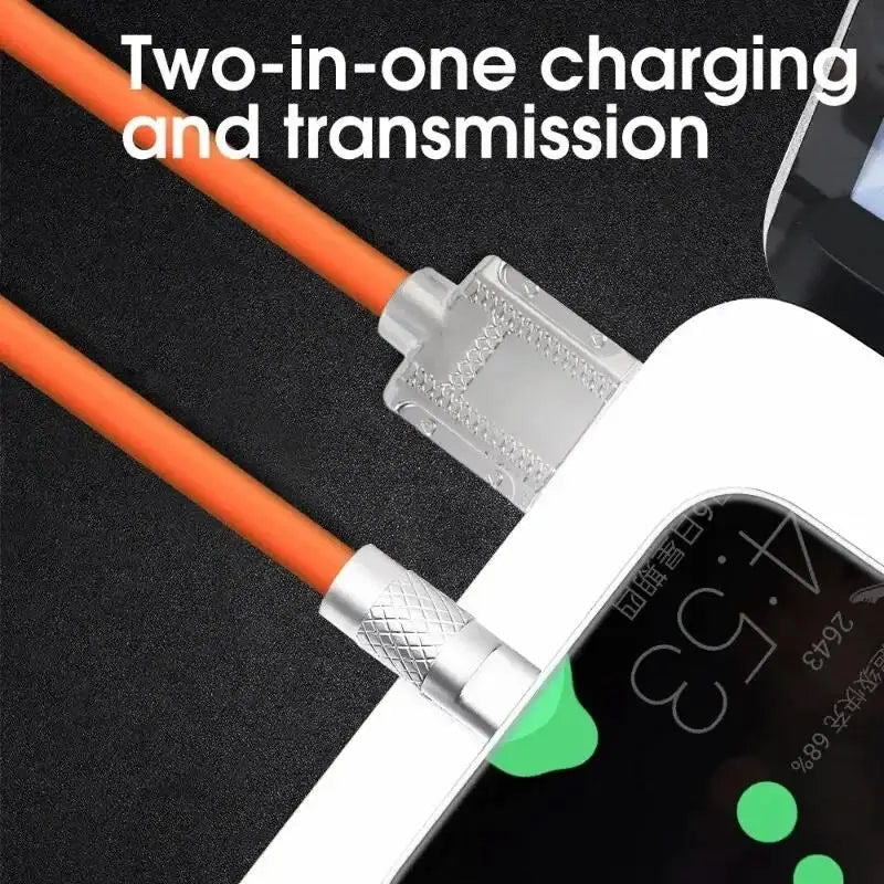 120W 6A Super Fast Android Charger Zinc Alloy Liquid Silicone Type C Charge Cable Universal Fast Charging Cable For Xiaomi OPPO