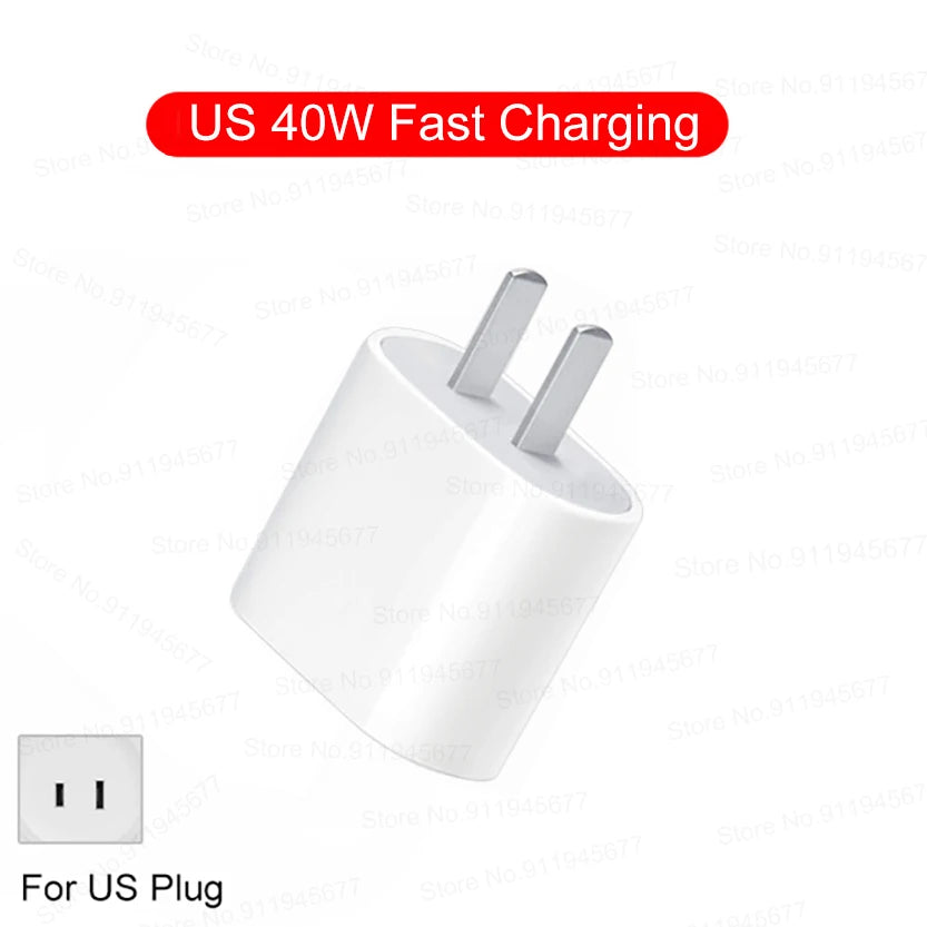 For iPhone 40W PD Phone Charger For iPhone 11 12 13 14 15 16 17 Pro Max 16 Plus 17 Air iPad Fast Charging Type C Cable Charger