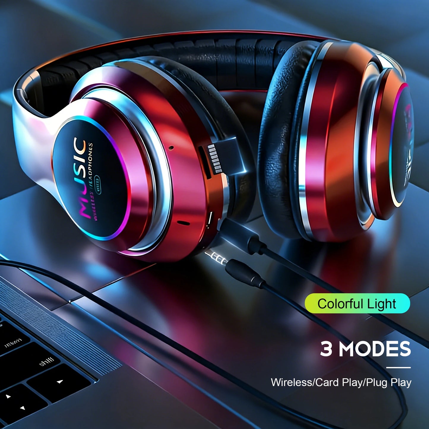 Wireless Bluetooth 5.0 Headphone With Microphone On-Ear Headset Stereo Sound Earphones Sports Office Foldable Headphones Game