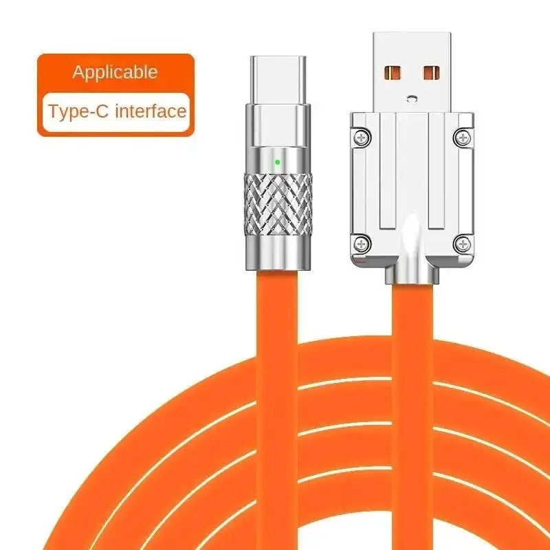 120W 6A Super Fast Android Charger Zinc Alloy Liquid Silicone Type C Charge Cable Universal Fast Charging Cable For Xiaomi OPPO