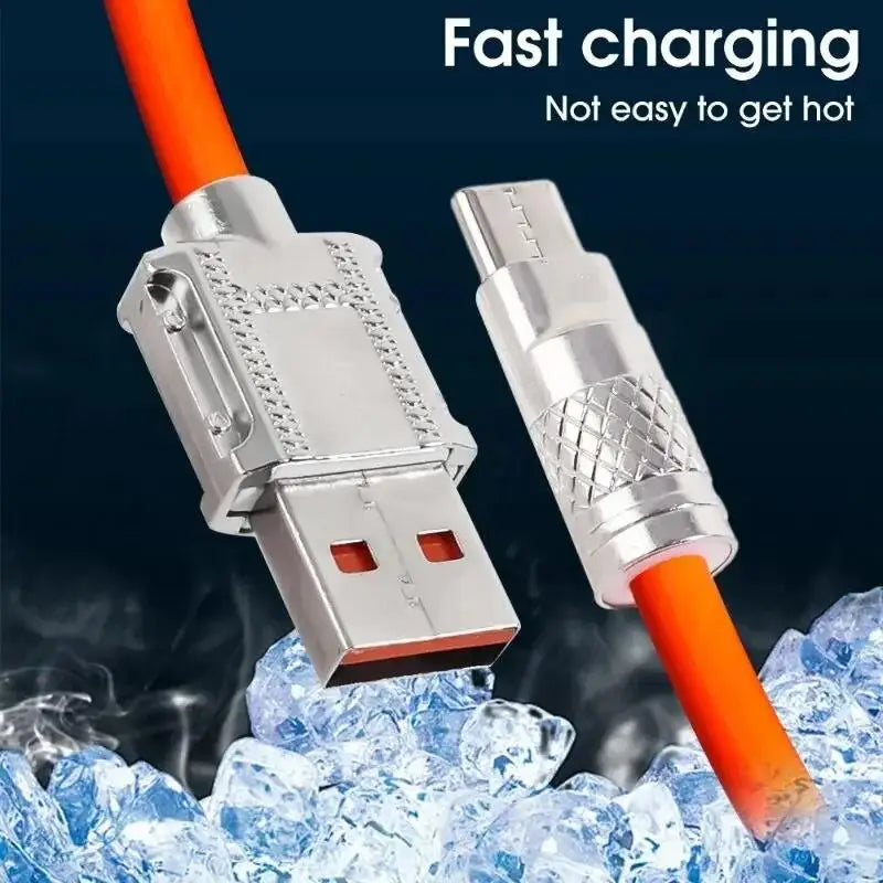120W 6A Super Fast Android Charger Zinc Alloy Liquid Silicone Type C Charge Cable Universal Fast Charging Cable For Xiaomi OPPO