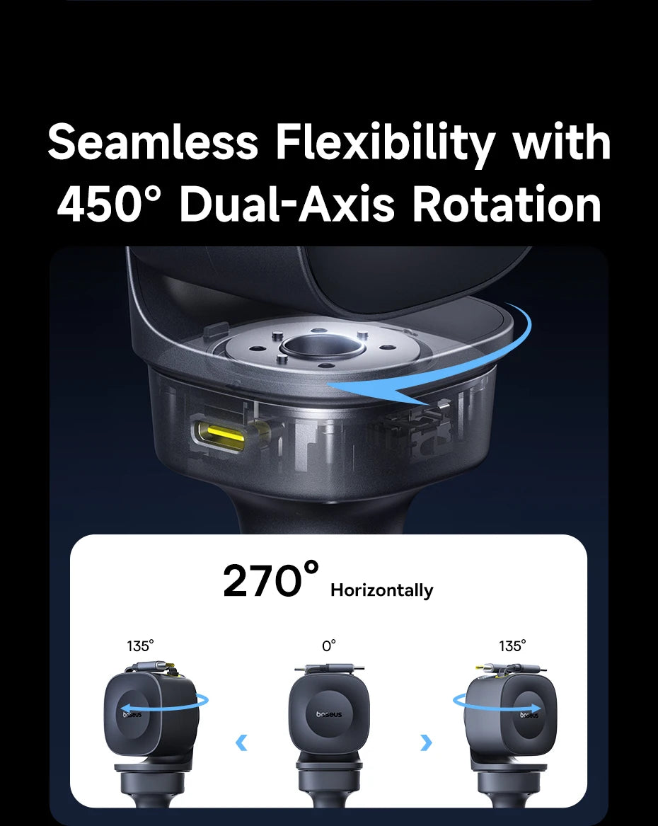 Baseus Car Charger 60W 100W 30W 240W 4 ports Built in Dual Retractable Cable PD Fast Charging USB Type-C Car Phone Charger