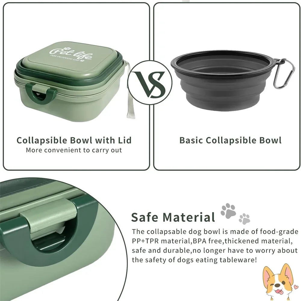 Pet supplies - Portable dog double bowl set - Pet feeding bowl - Foldable pet bowl - Outdoor use - Pet outdoor travel supplies