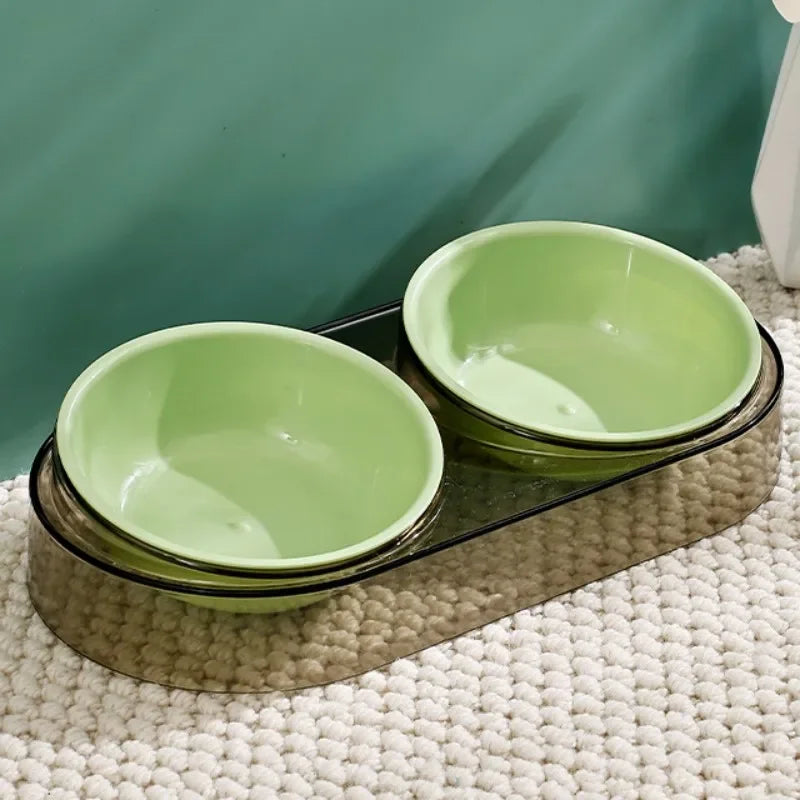 Dog Food Bowl Adjustable Cat Water Bowl Double Bowls for Dogs Feeding Neck Protector Detachable Dog Food Container Pet Supplies