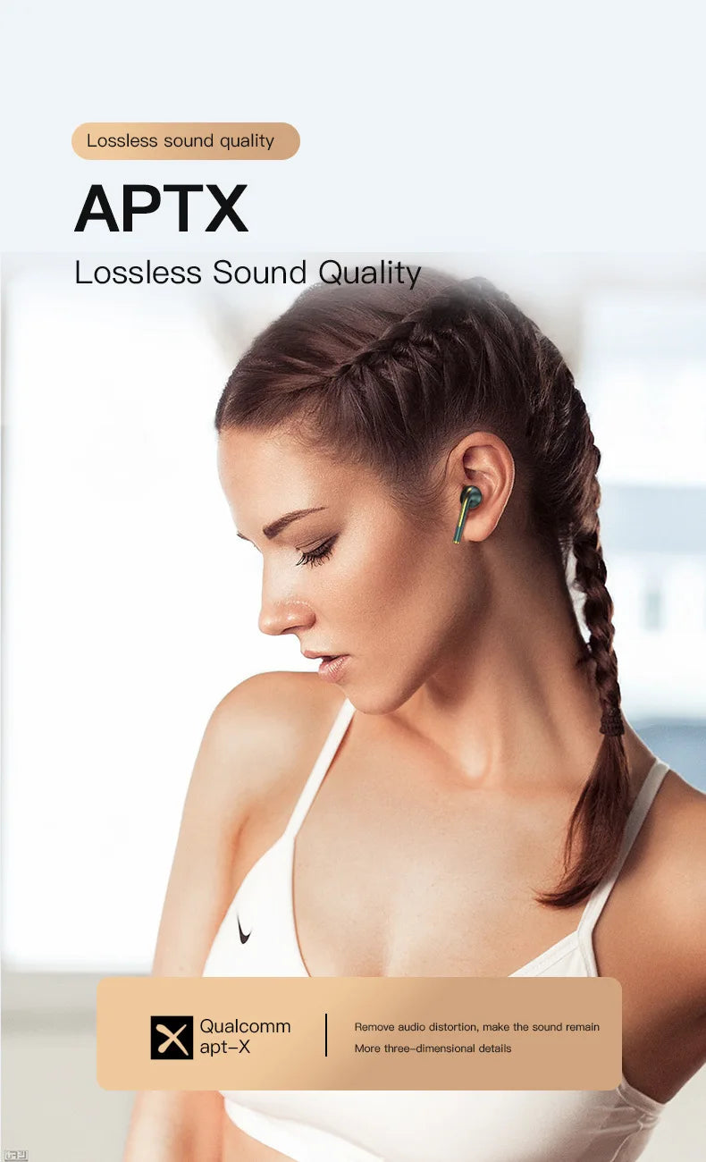 J18 5.3 Earbuds Bluetooth Earphone, Dul-Channel with USB-C Charging Case HiFi Stereo, Sound in-Ear Earphones,