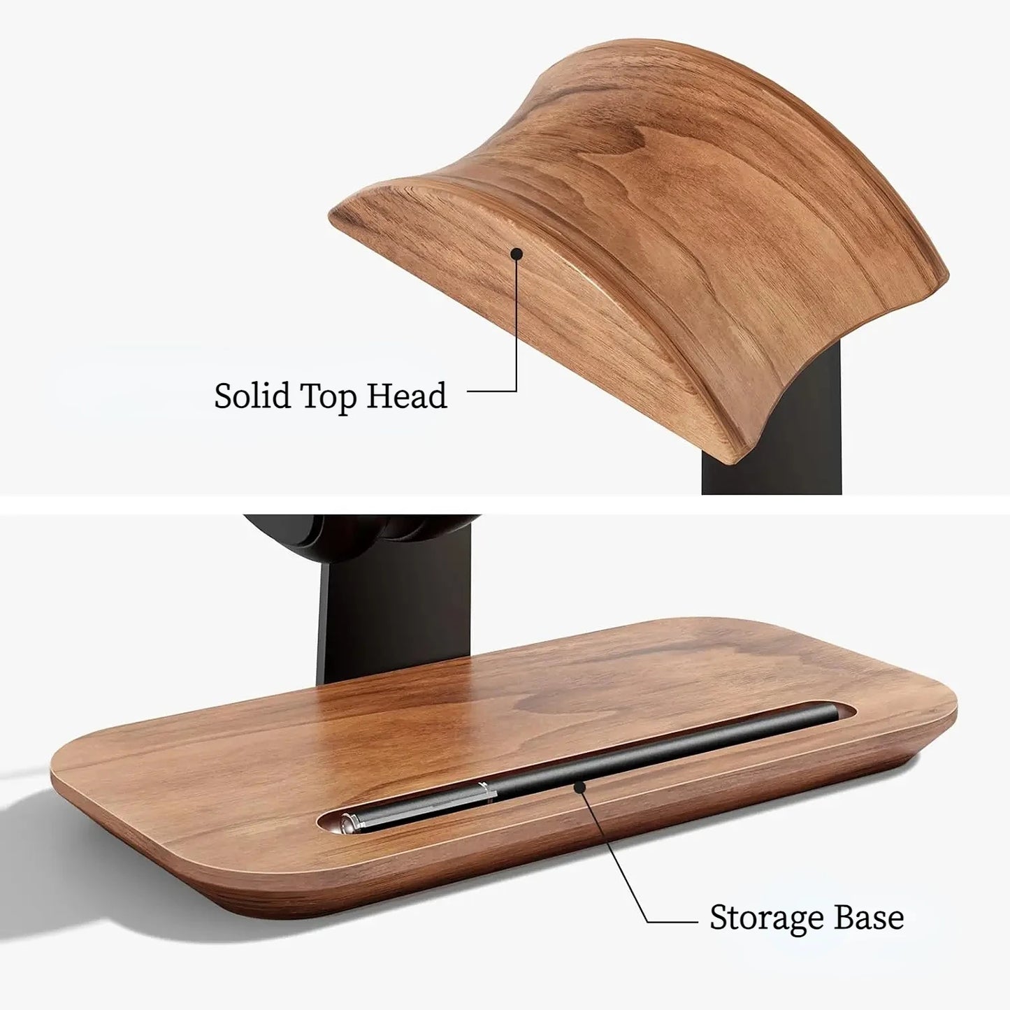 Headphone Stand, Wood Headset Stand for Desk, Universal Headphone Holder with Storage Base for Gaming, Airpod max, Bose,Razer