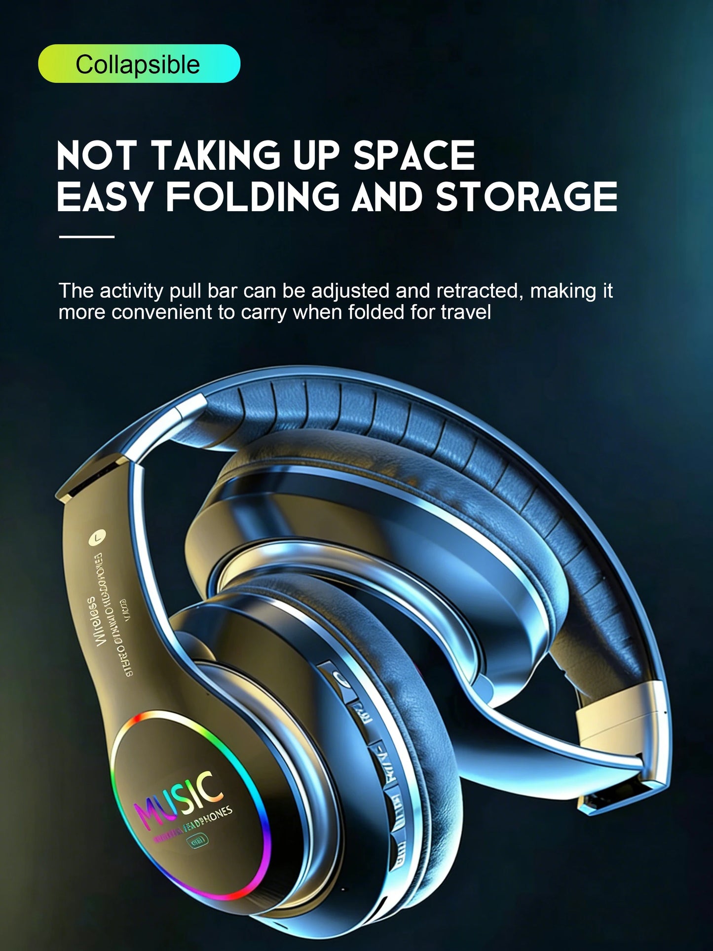 Wireless Bluetooth 5.0 Headphone With Microphone On-Ear Headset Stereo Sound Earphones Sports Office Foldable Headphones Game