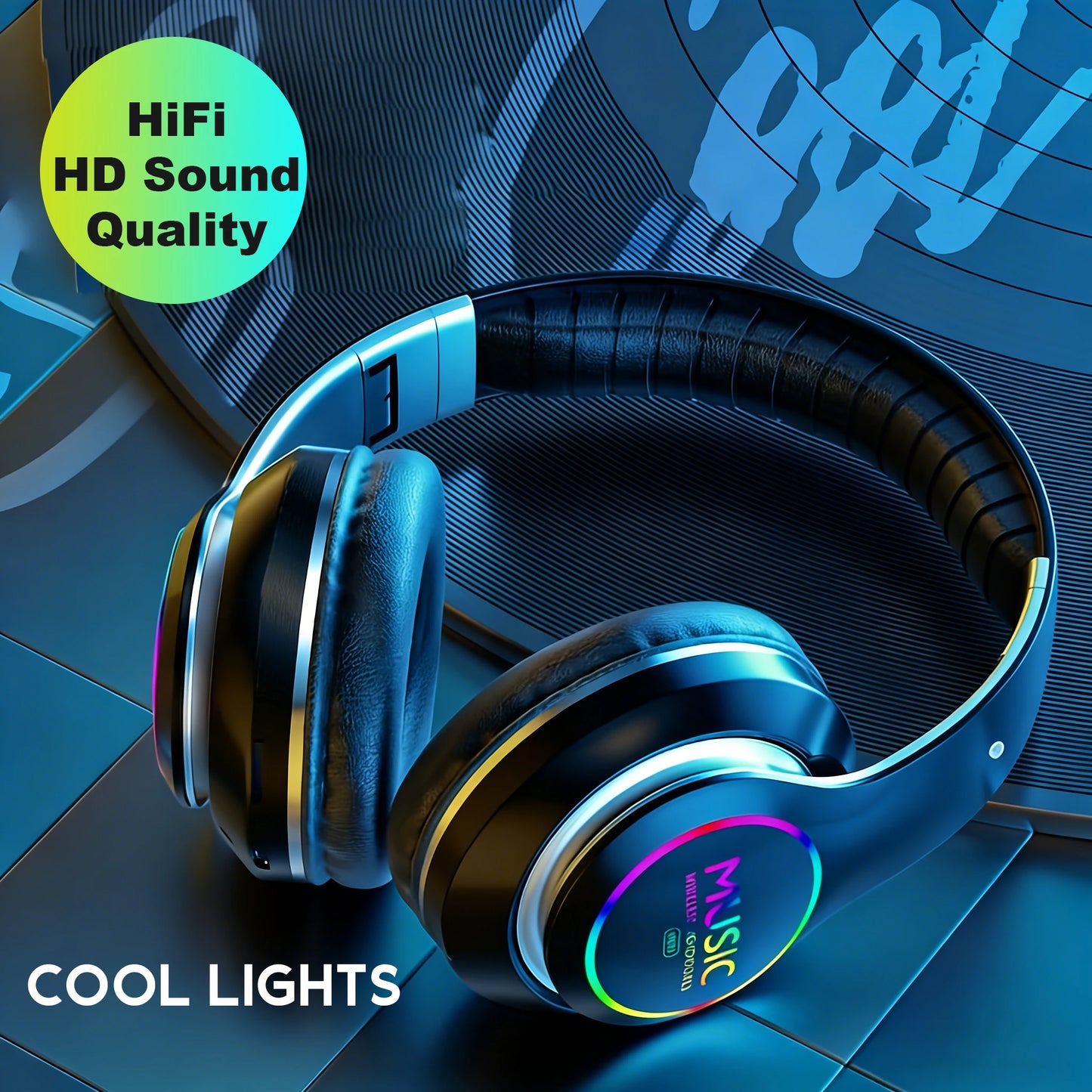 Wireless Bluetooth 5.0 Headphone With Microphone On-Ear Headset Stereo Sound Earphones Sports Office Foldable Headphones Game