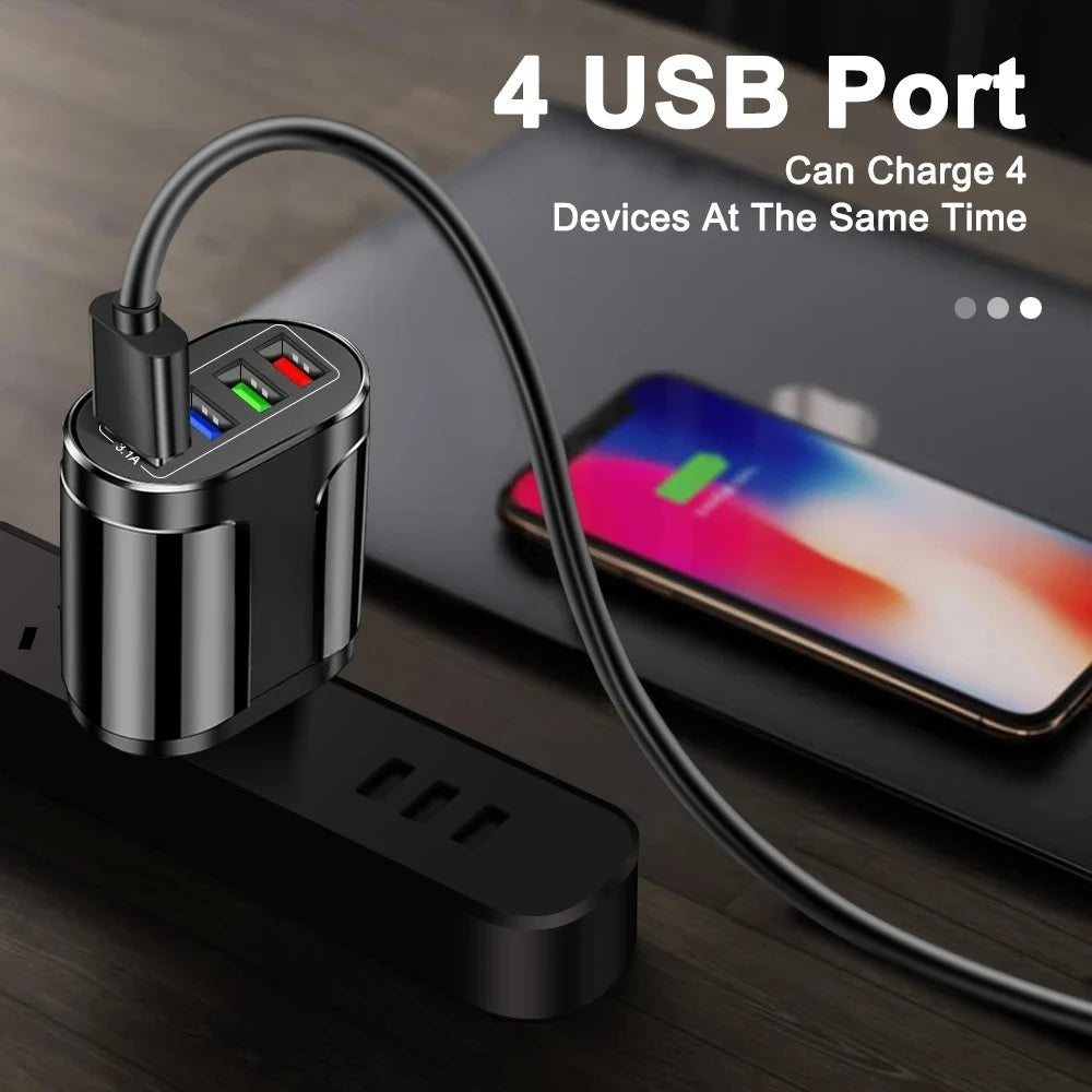 USB Fast Charger AU Plug Quick Charger Mobile 3.1A Multiple 4 Ports USB Travel Adapter Wall Charger