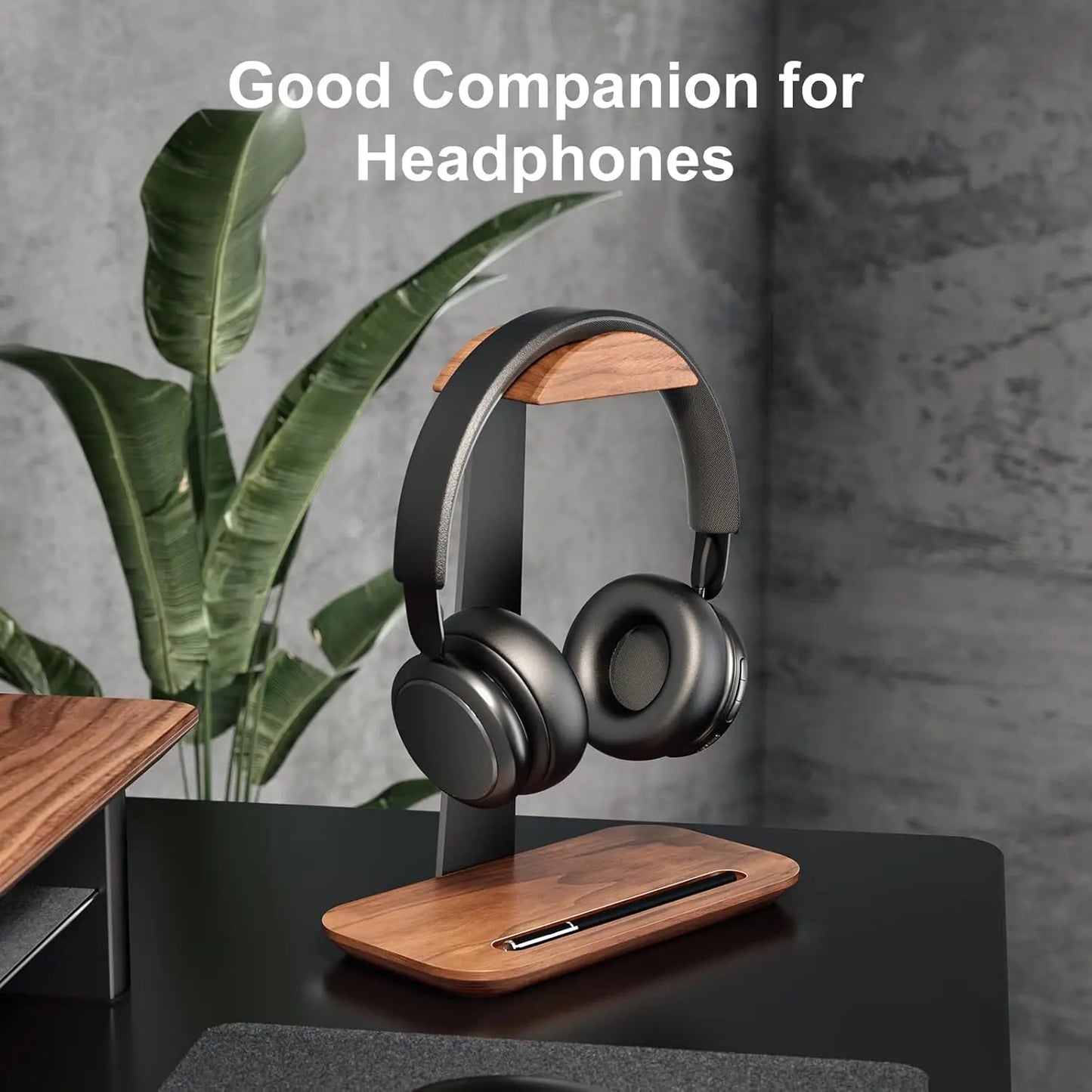 Headphone Stand, Wood Headset Stand for Desk, Universal Headphone Holder with Storage Base for Gaming, Airpod max, Bose,Razer