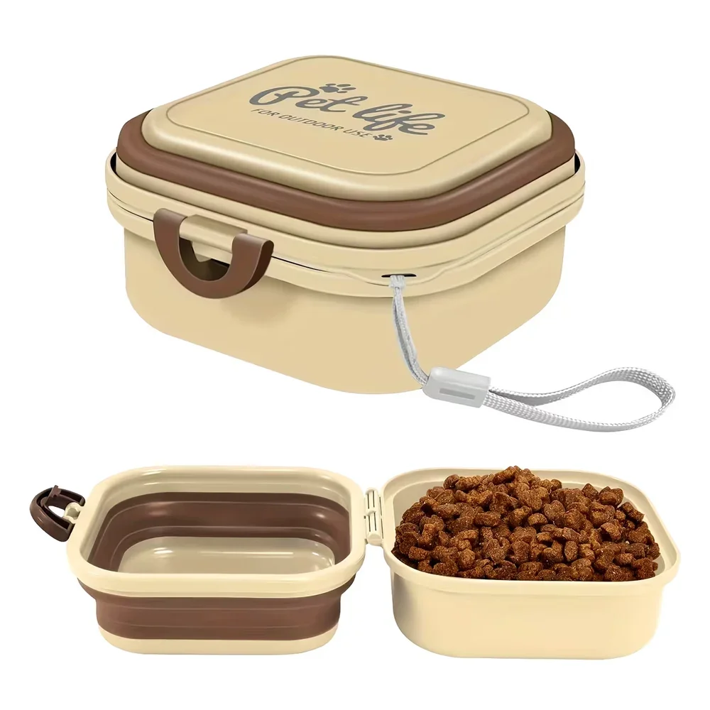 Pet supplies - Portable dog double bowl set - Pet feeding bowl - Foldable pet bowl - Outdoor use - Pet outdoor travel supplies