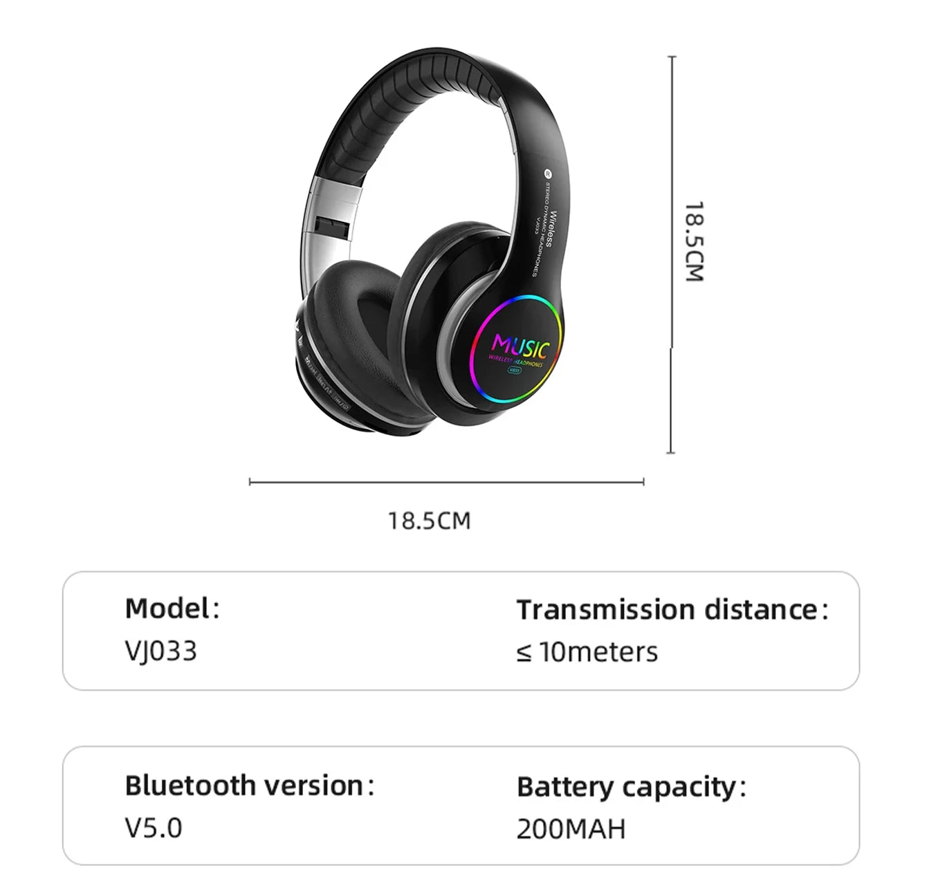 Wireless Bluetooth 5.0 Headphone With Microphone On-Ear Headset Stereo Sound Earphones Sports Office Foldable Headphones Game