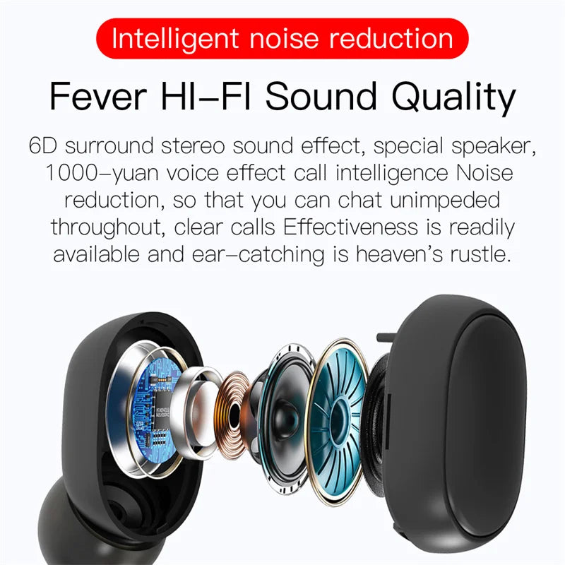 E6S Digital Display Wireless Earphones Noise Canceling Waterproof Earbuds in-Ear Stereo Sport Headphone with Charging Case Box