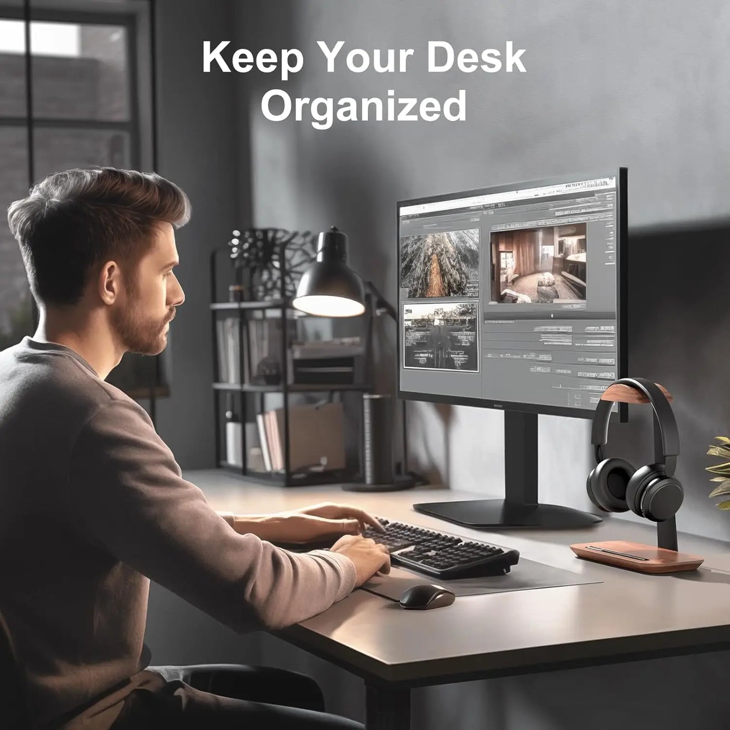 Headphone Stand, Wood Headset Stand for Desk, Universal Headphone Holder with Storage Base for Gaming, Airpod max, Bose,Razer