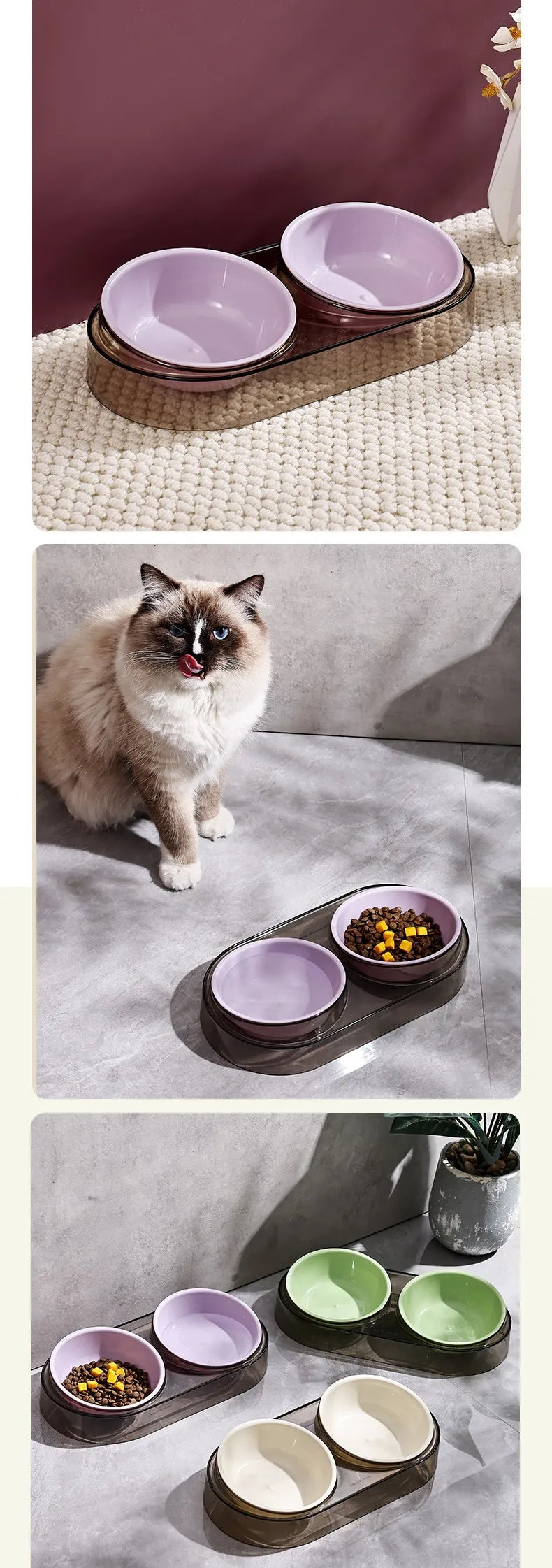 Dog Food Bowl Adjustable Cat Water Bowl Double Bowls for Dogs Feeding Neck Protector Detachable Dog Food Container Pet Supplies