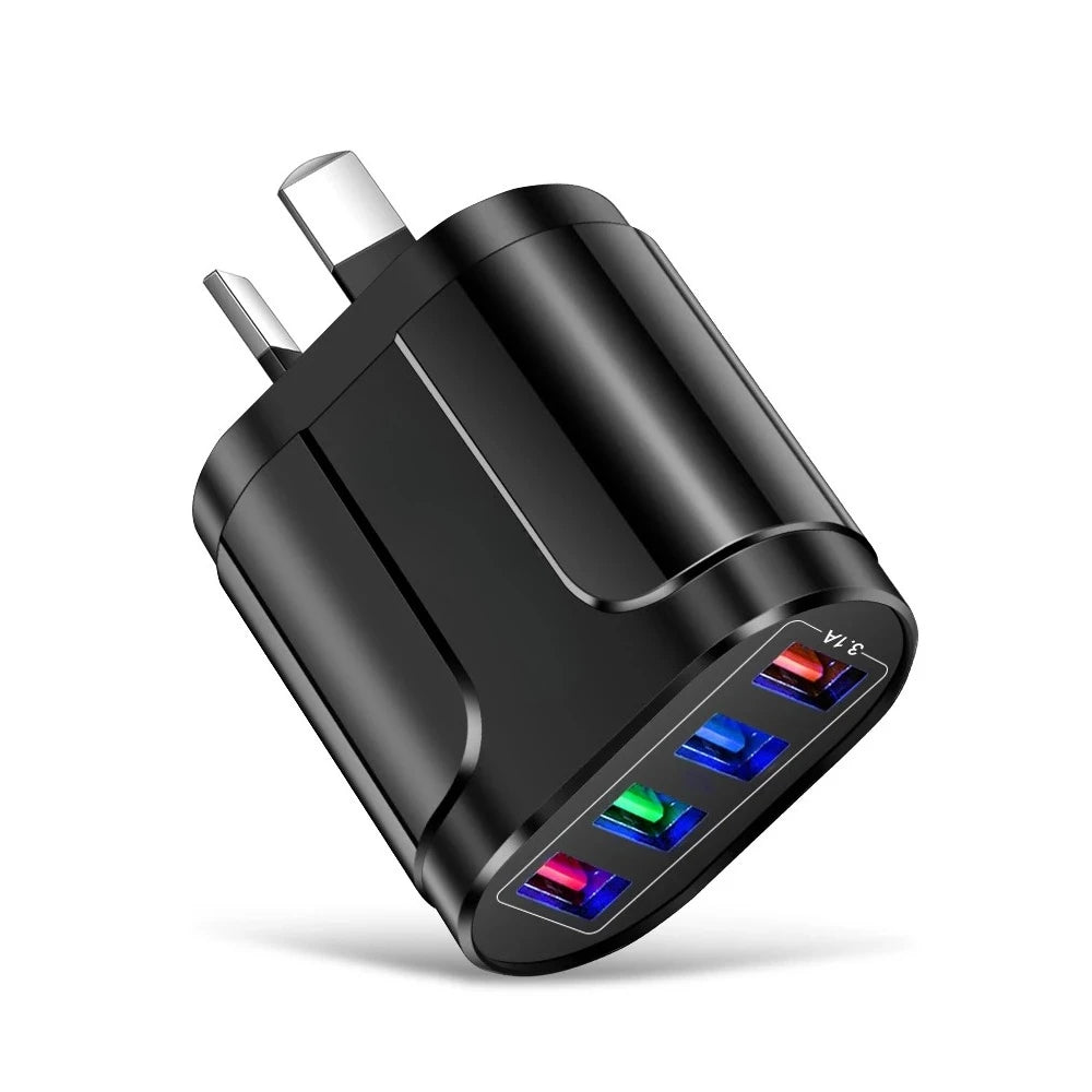 USB Fast Charger AU Plug Quick Charger Mobile 3.1A Multiple 4 Ports USB Travel Adapter Wall Charger