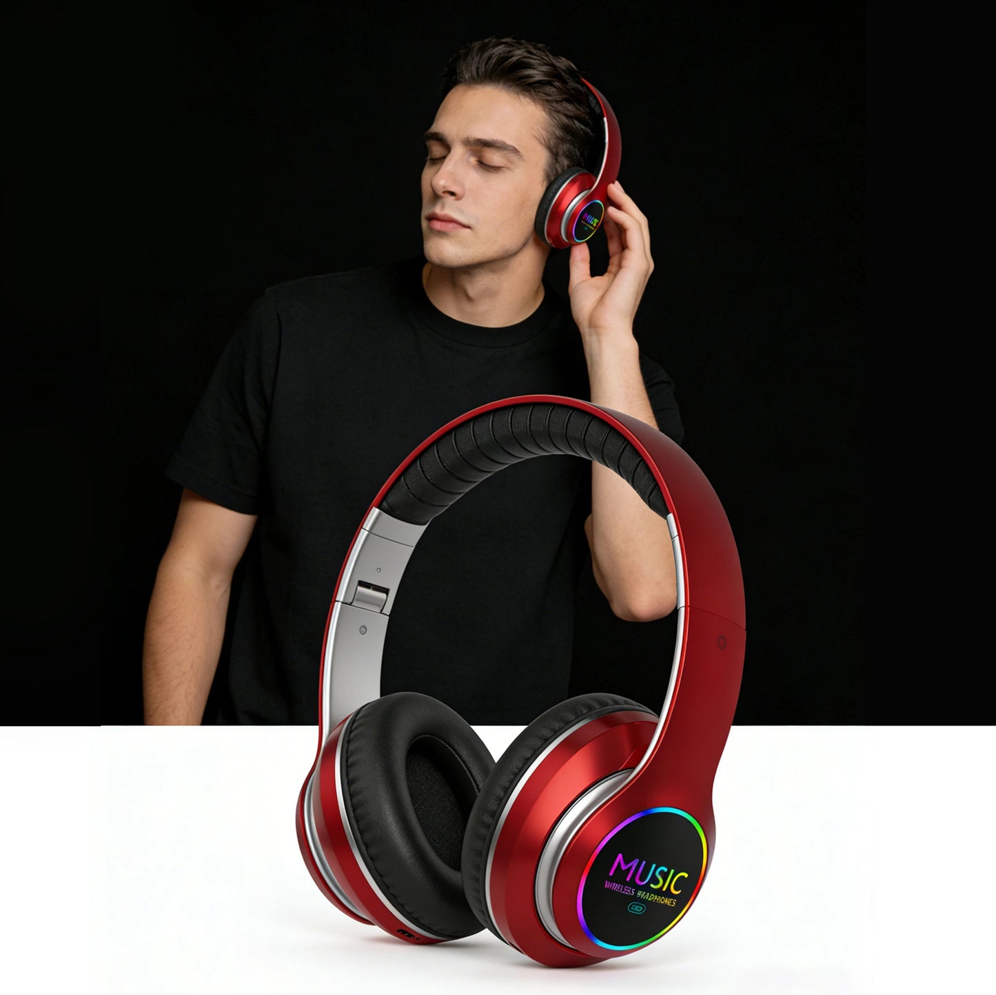 Wireless Bluetooth 5.0 Headphone With Microphone On-Ear Headset Stereo Sound Earphones Sports Office Foldable Headphones Game