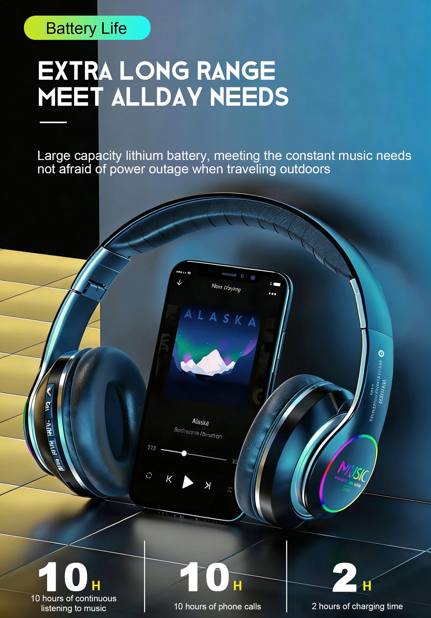 Wireless Bluetooth 5.0 Headphone With Microphone On-Ear Headset Stereo Sound Earphones Sports Office Foldable Headphones Game